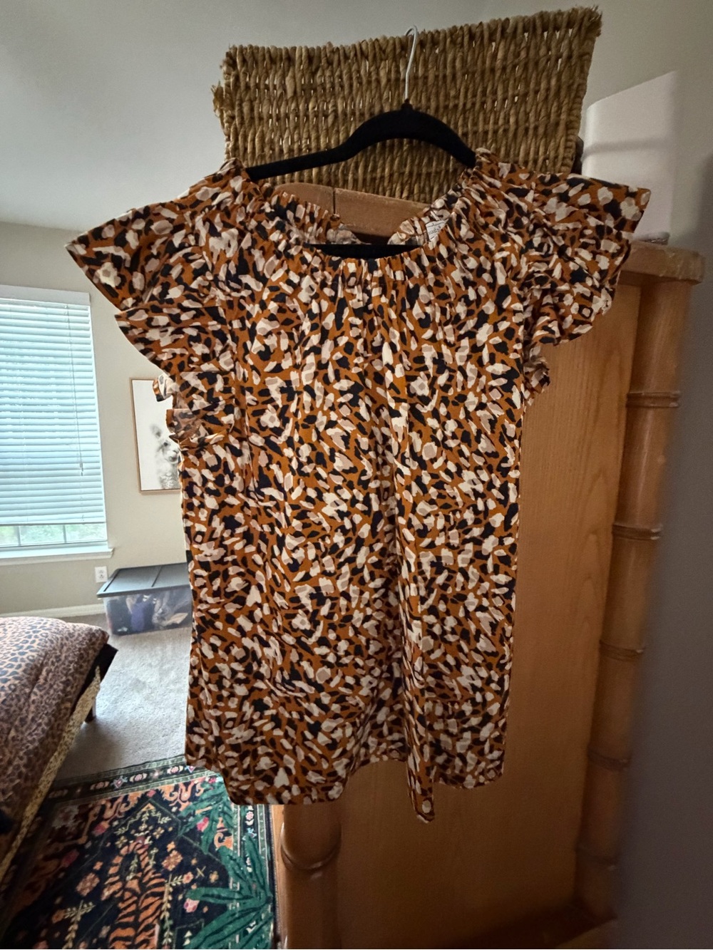 Mud Pie Mustard, Black & White Ruffle-Sleeve Blouse